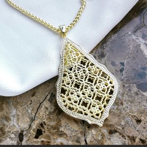 Authentic Kendra Scott Aiden Gold Filligree long necklace